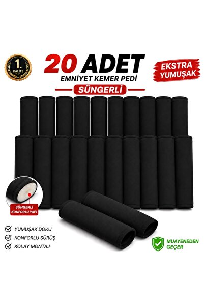 mutlu oto aksesuar 20 Adet Sade KemerEmniyet Kemer Pedi Muayeneden Geçer Serv...