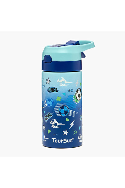Toursun Football Print Stainless Steel Water Bottle with Spout - 320 ml