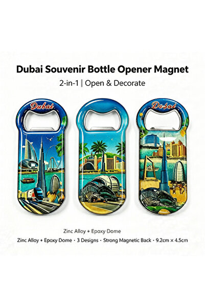 NUJET Dubai City Landmark Bottle Opener Fridge Magnet Two-in-One Burj Khalifa...