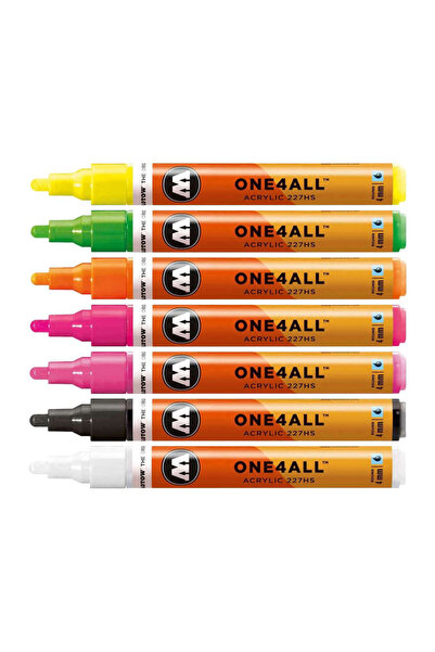 Molotow One4All 227HS Akrilik Marker Kalem Seti 4 mm 7li Tematik Renkler Neon...