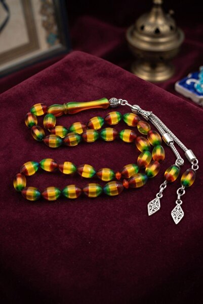 Prestige Surmeli Crimped Amber Stone Barley Cut 33-Piece Prayer Beads with Me...