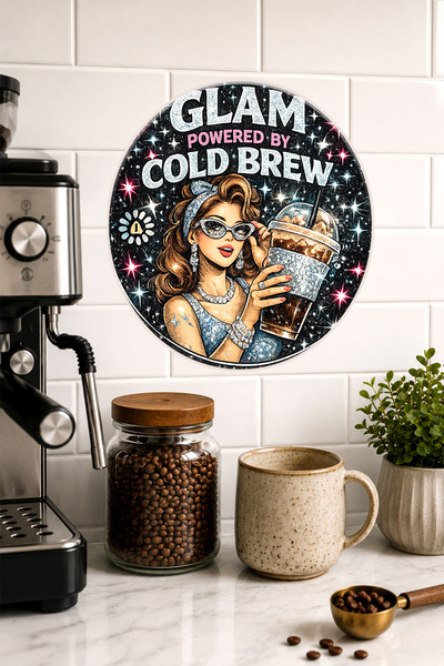 Mayeka Glam Powered By Cold Brew Λαμπερό Στρογγυλό Τραπέζι MDF σε στυλ Pin-Up...