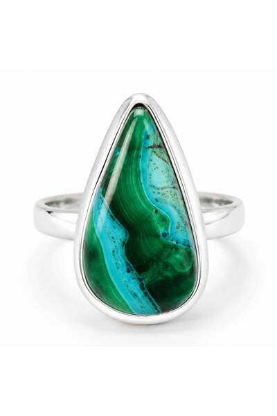 craftmystic Δαχτυλίδι Ασημένιο 925 με Φυσικό Δάκρυ Λαχανίτη και Κρισοκόλα – Ι...