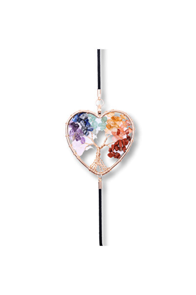 craftmystic Stretchy Bookmark with Chakra Crystals - Heart Shape, Vintage Metal