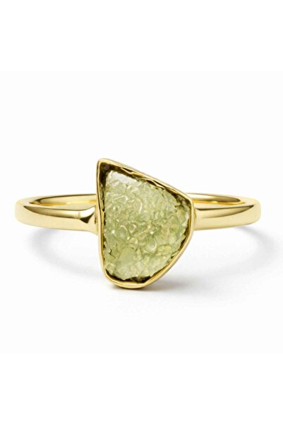 craftmystic Inel moldavit brut neuniform placat cu aur de 18K , M6/51 - clari...