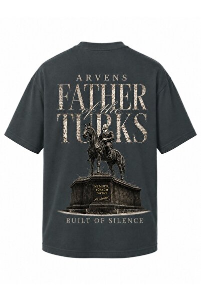 Arvens Ataturk Front and Back Printed Oversize 100% Cotton Fabric T-Shirt Uni...