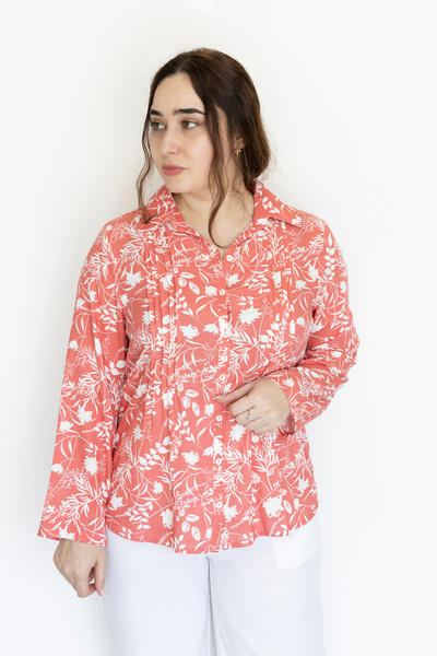 LINELLE Black White Wildflower Print Ladies Shirt