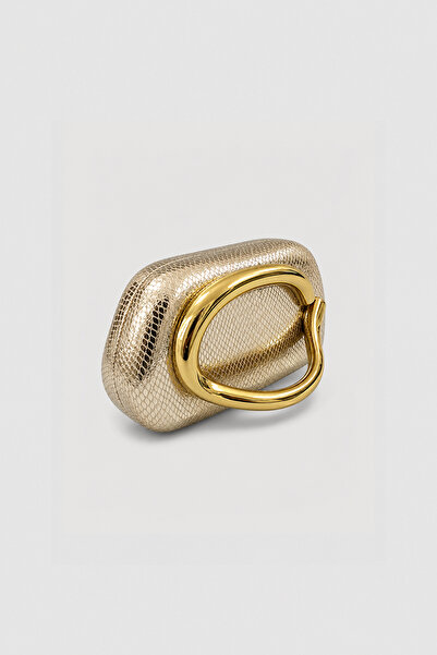 Mozto Siena Metal Aksesuarlı Gold Clutch Abiye Çanta