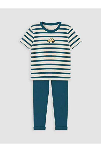 LC Waikiki Lcw Baby Turquoise Striped Baby Boy Set