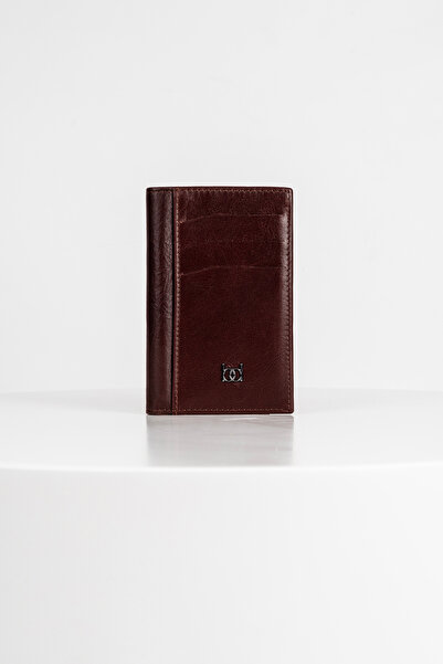 BAYDERİ Tiffy Genuine Leather Vertical Card Holder Wallet Brown
