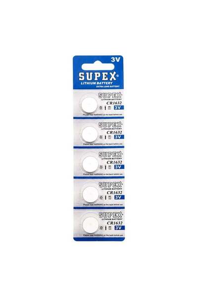 Supex CR1632 3 Volt Lityum 1632 Düğme Pil (5'Li Paket)