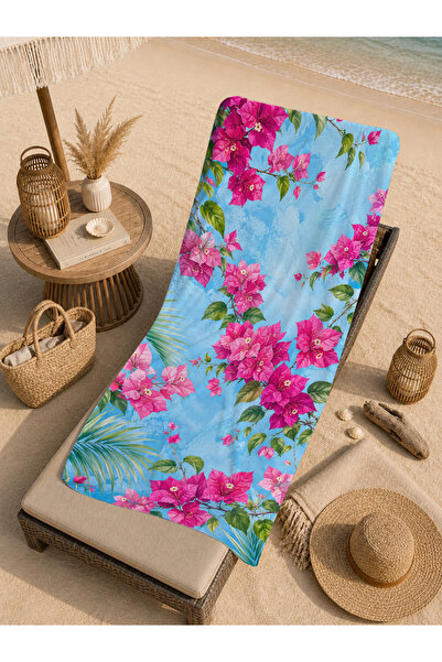 Evmila Fuchsia Bougainvillea Ground Tropical Patterned 70X150 Beach Towel - D...