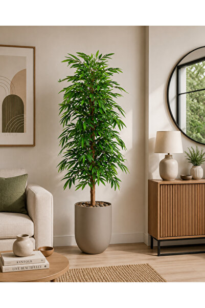 N.zone 155cm High Artificial Bamboo Tree with Stylish Grey Pot, Dense Green L...