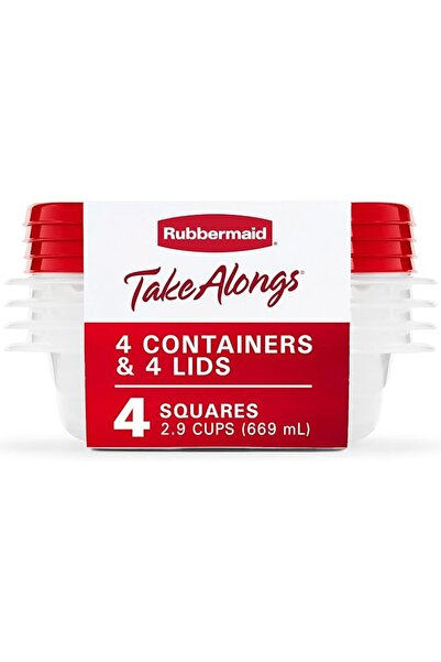 RUBBERMAID حاويات طعام مربعة صغيرة سعة 2.1 كوب، عبوة من 5 قطع