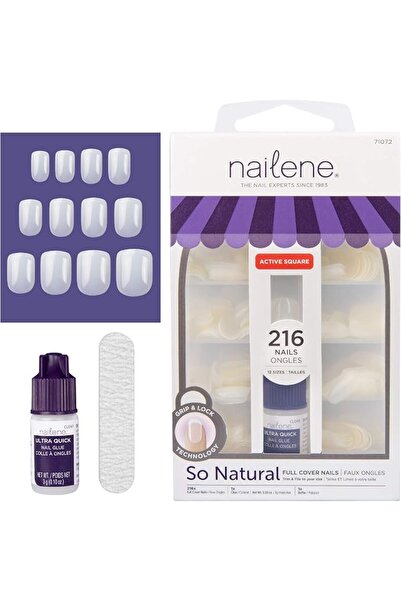 Nailene So Natural Artificial Nails, Undecorated – Fake Nail Kit with 216 Nai...