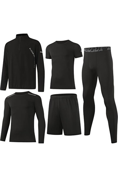 GENERAL BUYJYA 5Pcs Men's Compression Pants Shirt Top Long Sleeve Jacket Athl...