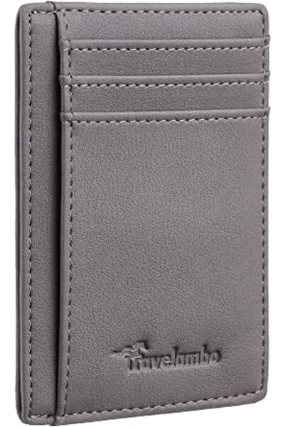 Travelambo Front Pocket Minimalist Leather Slim Wallet RFID Blocking Medium Size