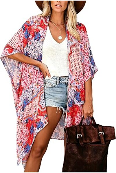Moss Rose Women's Beach Cover up Swimsuit Kimono Cardigan with Bohemian Flora...