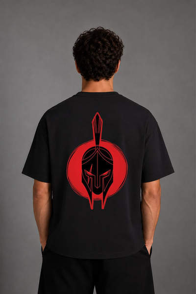VSRN Tricou oversize negru cu imprimeu pe spate Red Knight Design