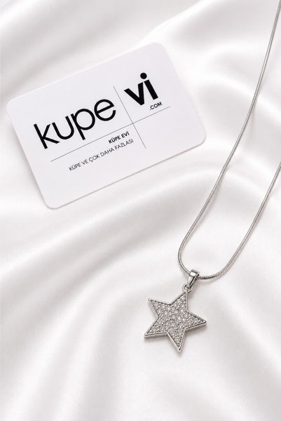 Küpevi Star Figured Zircon Stone Stainless Steel Women's Necklace
