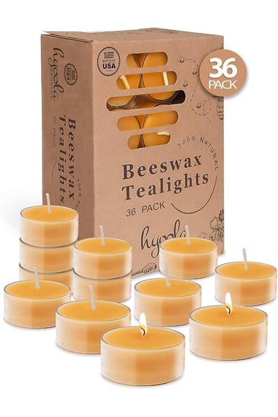 Hyoola Pure Beeswax Tea Lights - 12 Pack - Handmade Decorative Unscented - Te...