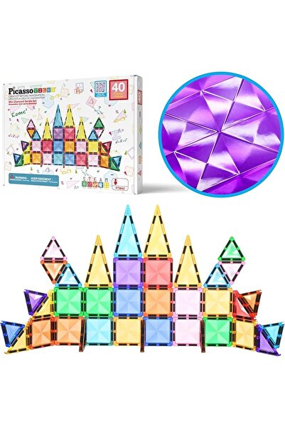 PicassoTiles 100 Pcs Magnetic Building Block Mini Diamond Series Travel Size ...