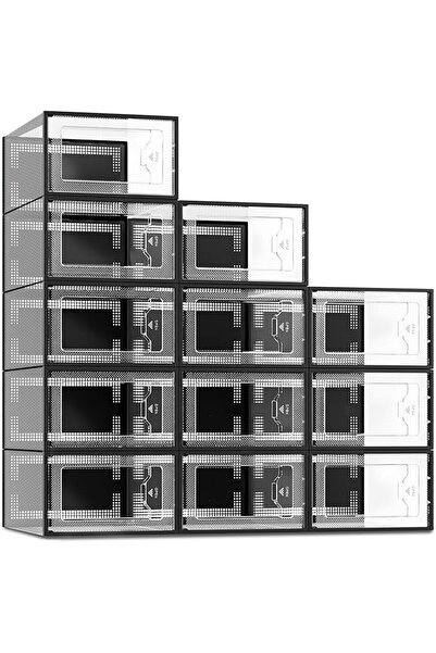 seemple SEE SPRING 12 Pack Shoe Storage Box, Clear Plastic Stackable Shoe Org...