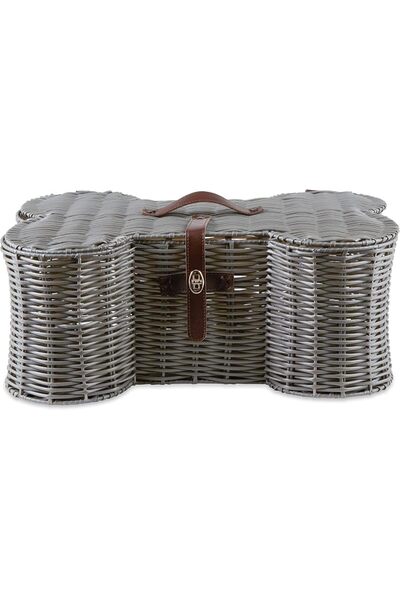 Bone Dry Pet Storage Collection Bone Shape Hyacinth Toy Basket, Dark Brown, S...