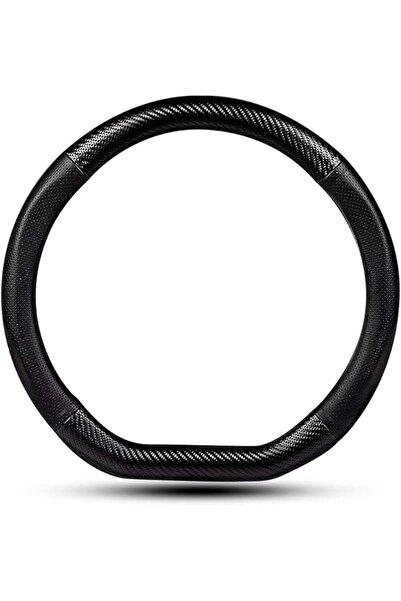 GENERAL HAOTULE Car Carbon Fiber and Leather D-Shape Steering Wheel Cover, St...