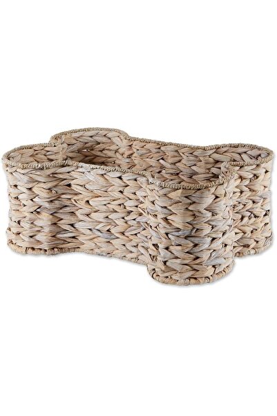 Bone Dry Pet Storage Collection Bone Shape Hyacinth Toy Basket, Dark Brown, S...