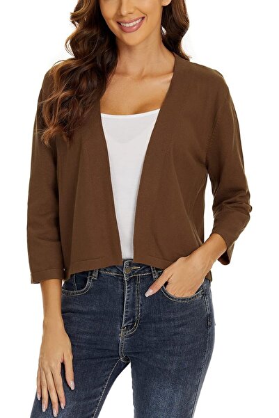 GENERAL Satuun Women's 3/4 Sleeve Shrugs Lightweight Open Front Cropped Cardi...