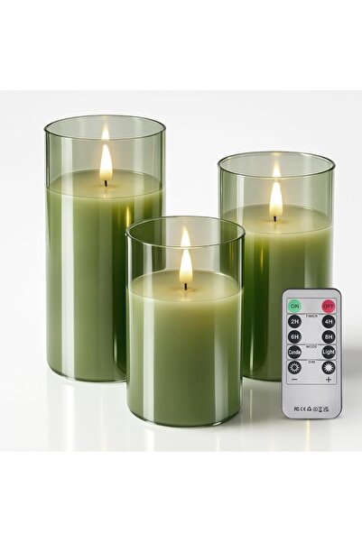 GENERAL Tyawon Glass Battery Operated LED Flameless Candles with Remote and T...