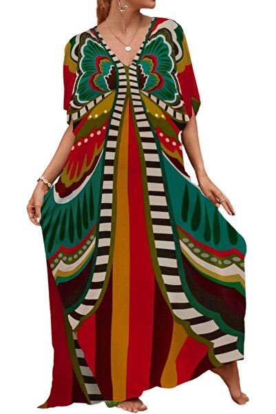Bsubseach Women Embroidery Short Sleeve Bikini Swimsuit Cover Up Side Split B...