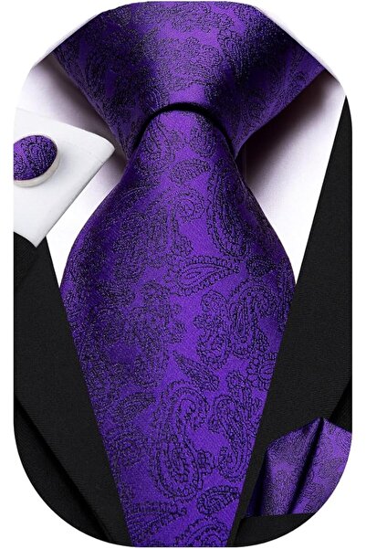 Dubulle Mens Paisely Silk Tie for Men Necktie and Pocket Square Set