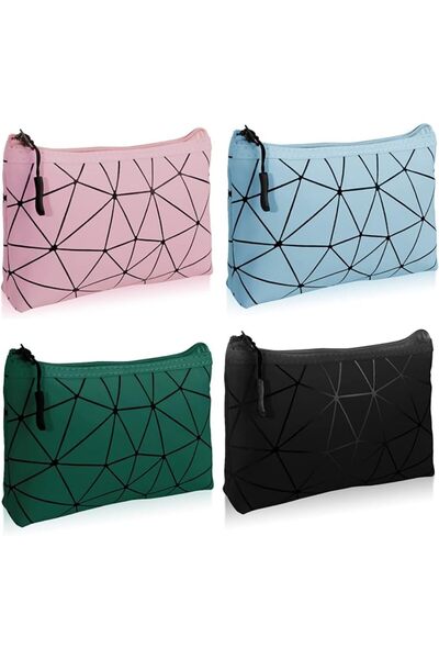 MAKINGTEC Small Makeup Bag, 4 Pack Travel PU Cosmetic Bag Waterproof Makeup P...