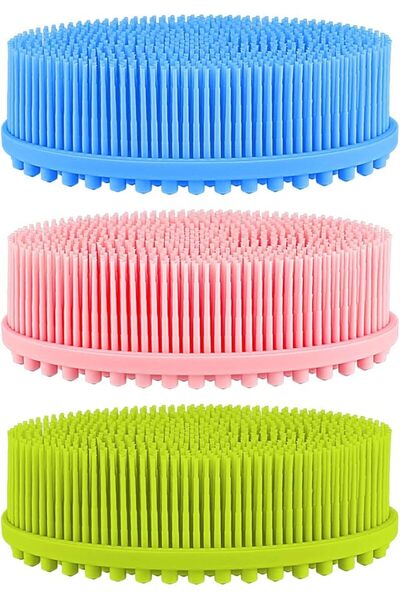 KASTWAVE 3Pcs Upgrade 2 in 1 Bath and Shampoo Brush, Silicone Body Scrubber f...