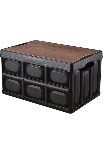 Arabest 30L Collapsible Storage Bin, with Wooden Lid and Waterproof Insert,Fo...