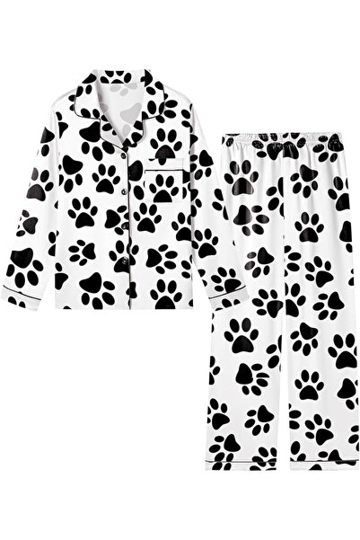 GENERAL Schbbbta Girls Boys Satin Pajamas Set, 2Piece Silk Nightwear Button-D...