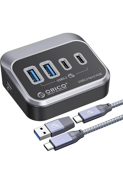 Orico موزع USB بسرعة 10 جيجابت في الثانية مع منفذين USB A ومنفذين USB C، موزع...