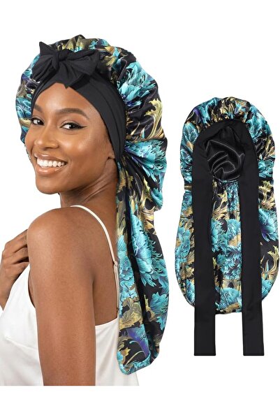 AWAYTR womens Double Layer Long Satin Bonnet Long Satin Bonnet (pack of 1)