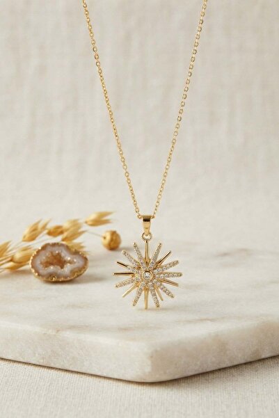 Inure Jewelry 316L Steel Chain Gold Color Zircon Stone Pole Star Model Necklace