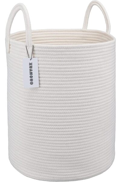 XUANGUO Cotton Rope Laundry Basket Hamper for Clothes Woven Storage Basket fo...