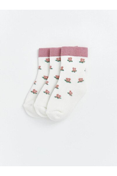 LC Waikiki Floral Patterned Girls' Socks 3-Piece Set (W6)