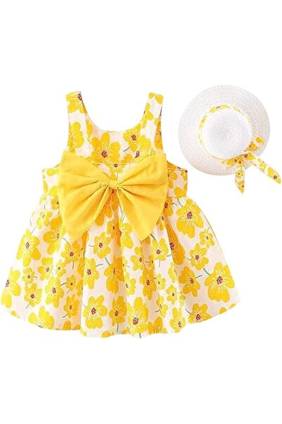XINHUIDALSQ Baby Girl One-Piece Floral Dress with Lace Straw Hat Princess 2PC...