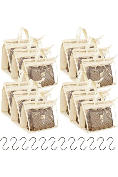 Arabest 12-Piece Handbag Storage Bags with 12 Hooks,Clear PVC Dust Protection...