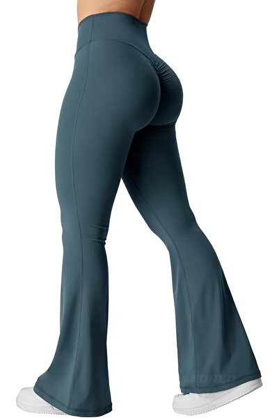GENERAL YEOREO Kalie Flare Scrunch Leggings for Women V Cross Waist Bell Bott...