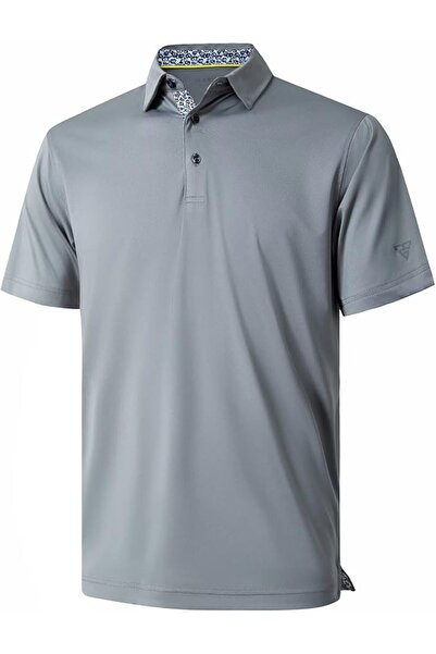 M MAELREG Men's Golf Polo Shirts Short Sleeve Striped Performance Moisture Wi...