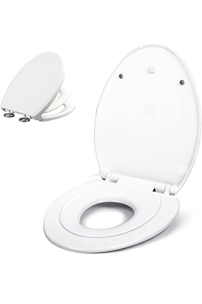 EXCEFORE 2-in-1 Elongated Toilet Seat - Soft Close & Easy Clean - Built-In To...
