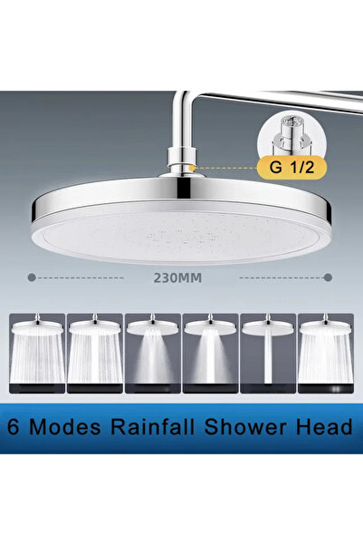 Choice Silver New 6 Modes Large Flow Supercharge Rainfall Shower Head 230mm R...