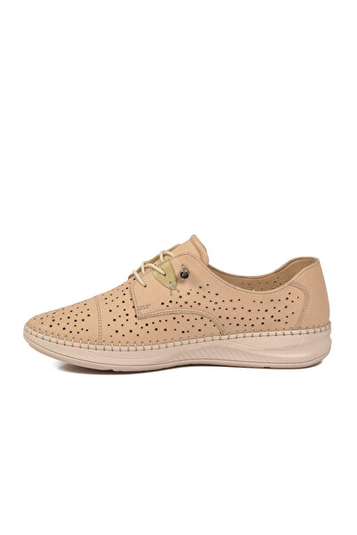 Voyager Beige Genuine Leather Anatomical Comfortable Sole Rubber Laced Women'...